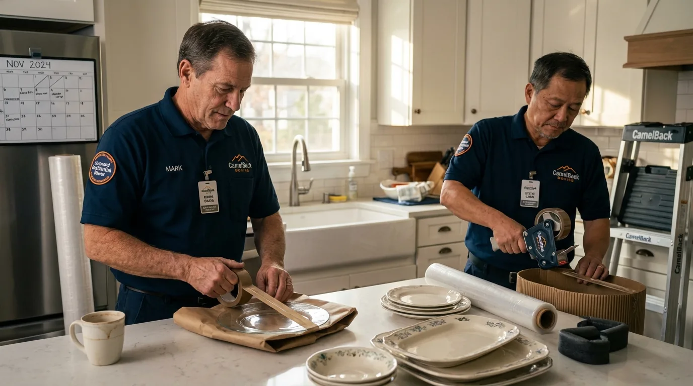 Professional crew packing kitchen dishware in Monticello, UT